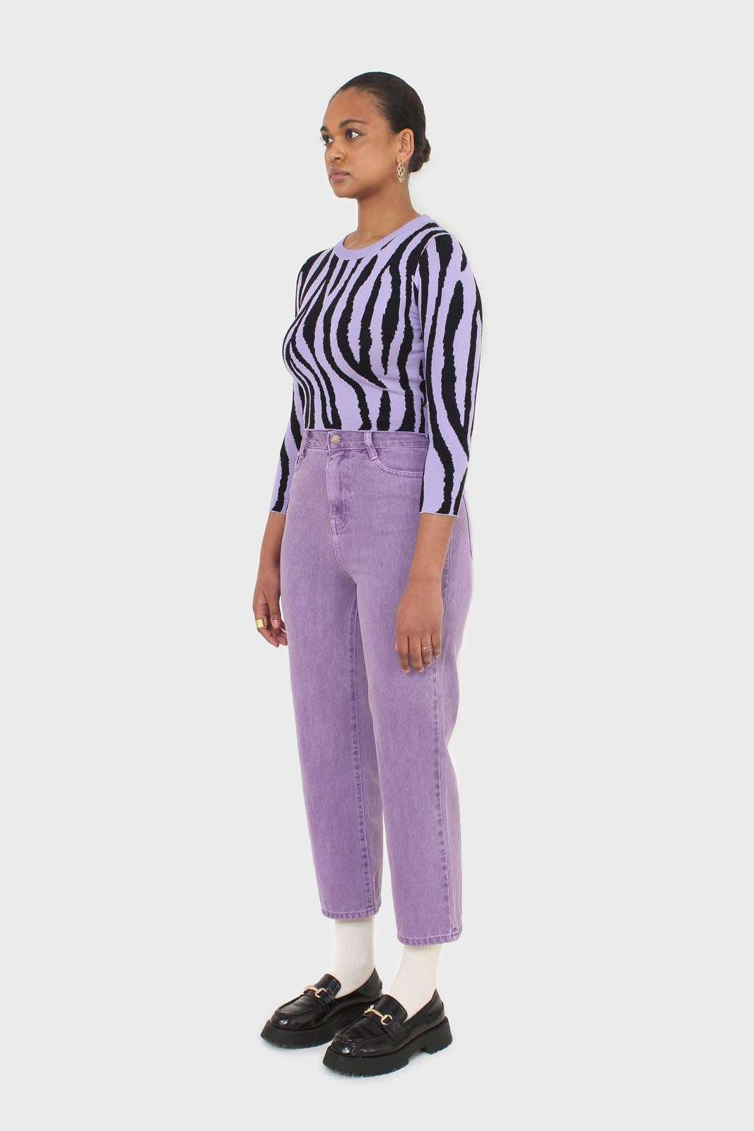 Lilac and black zebra cropped top