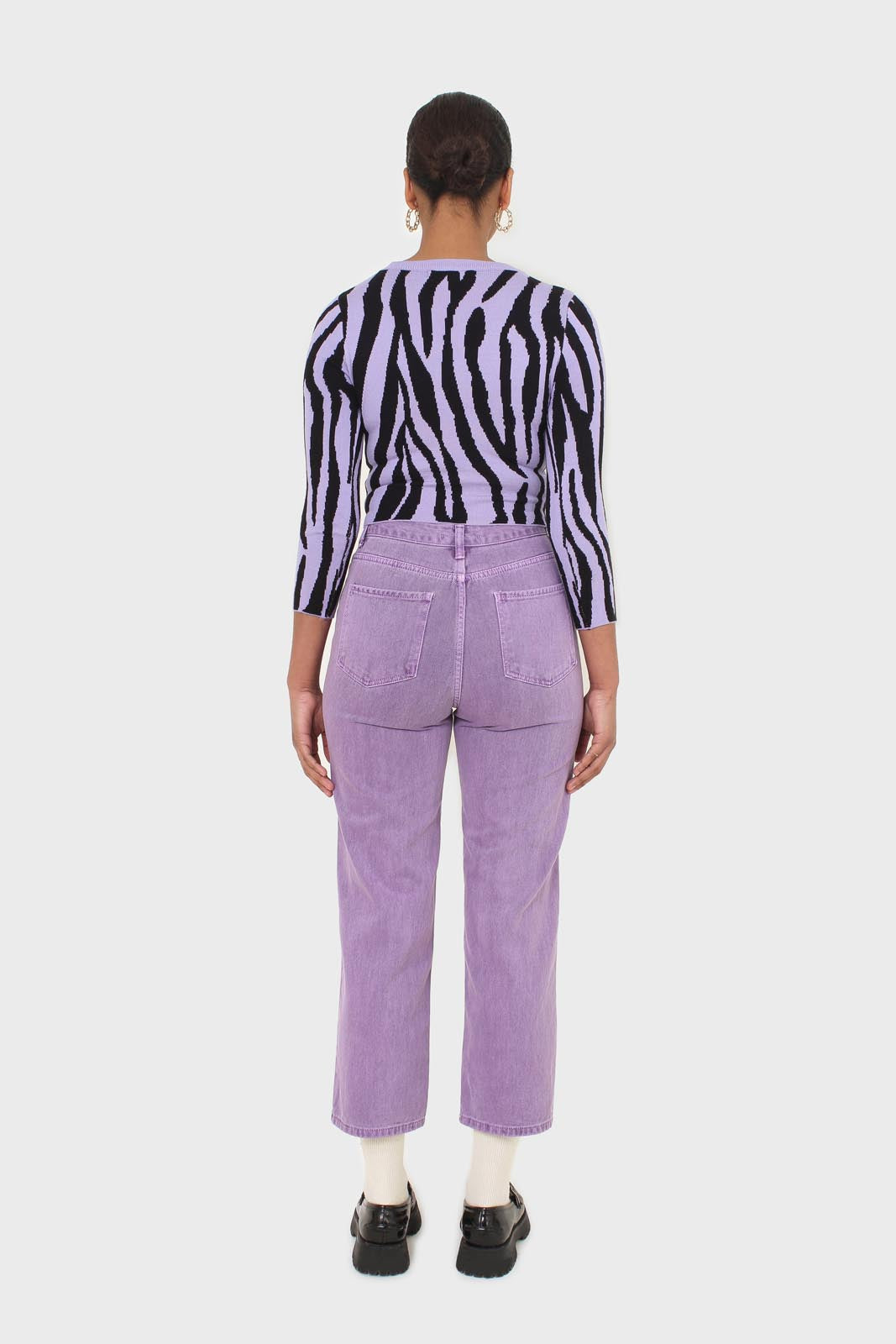 Lilac and black zebra cropped top