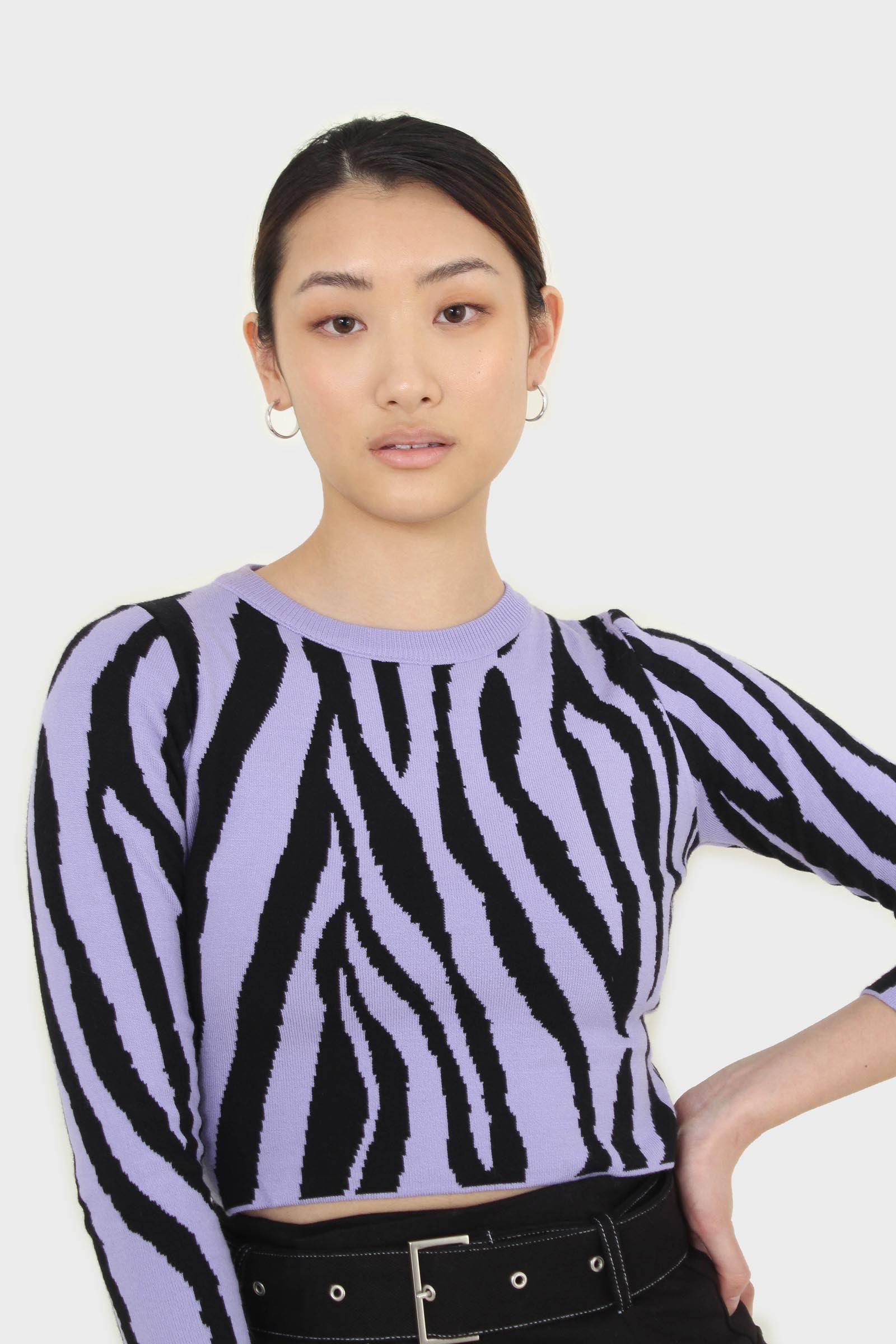 Lilac and black zebra cropped top