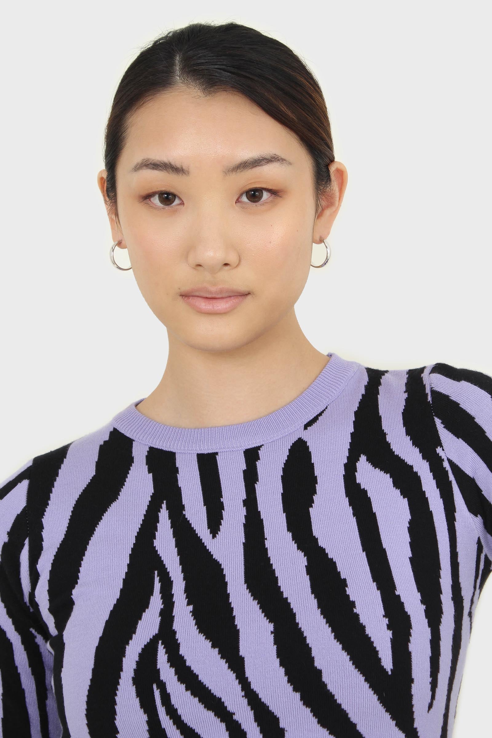 Lilac and black zebra cropped top