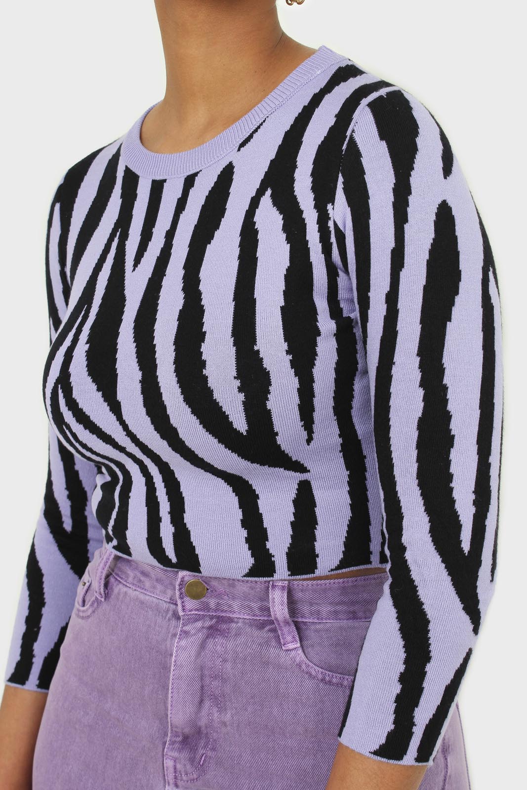 Lilac and black zebra cropped top