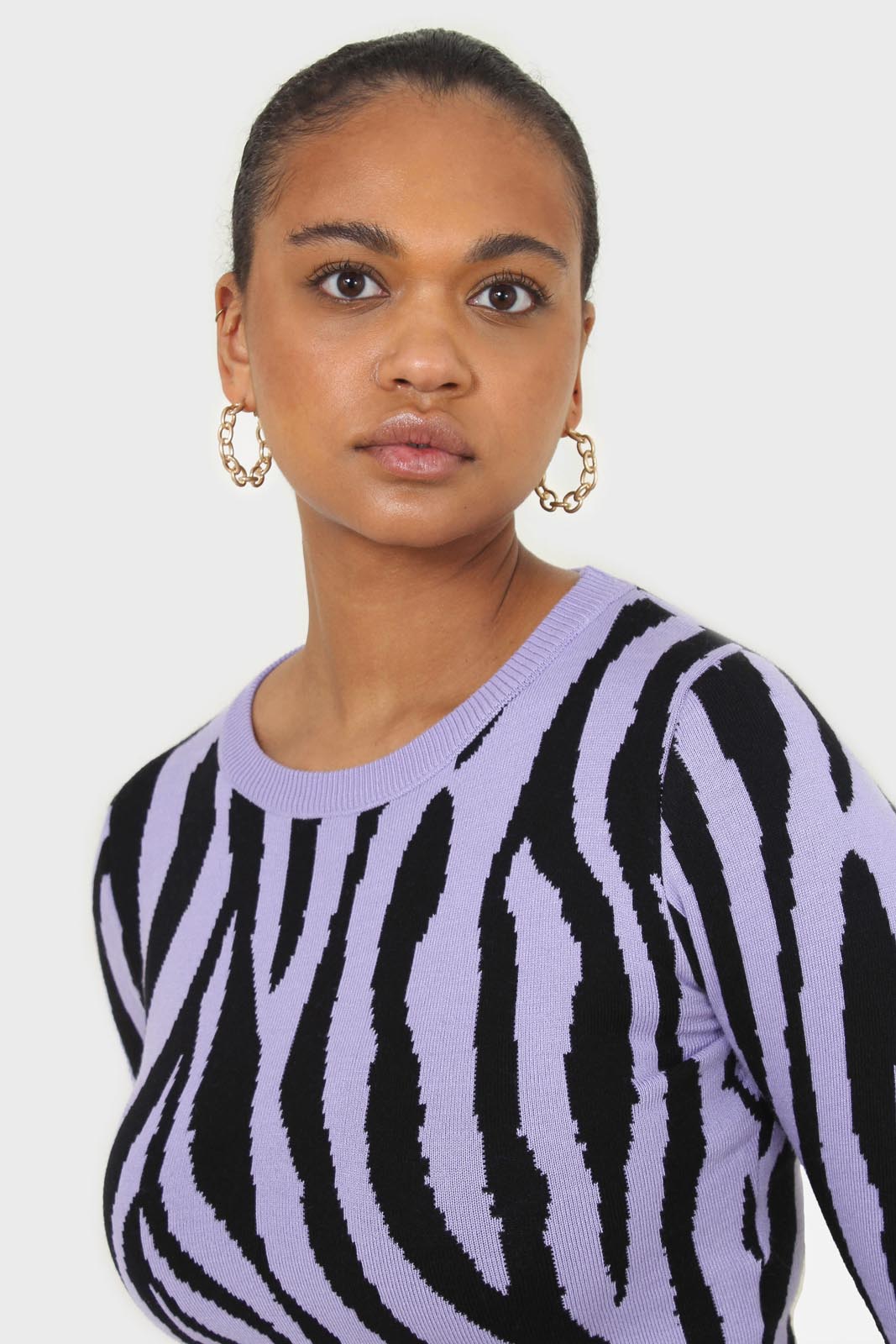 Lilac and black zebra cropped top