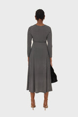 Black and white diamond jersey wrap dress