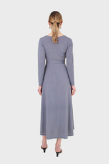 Blue and purple diamond jersey wrap dress