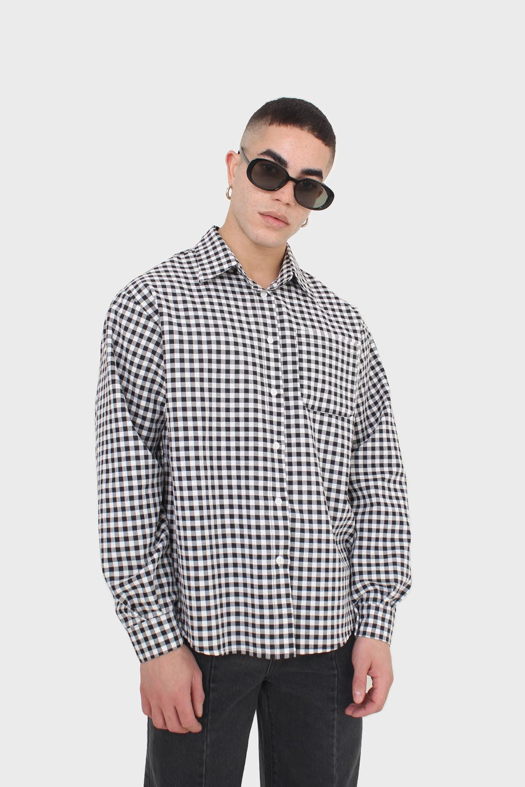 Black and white gingham oversized shirt