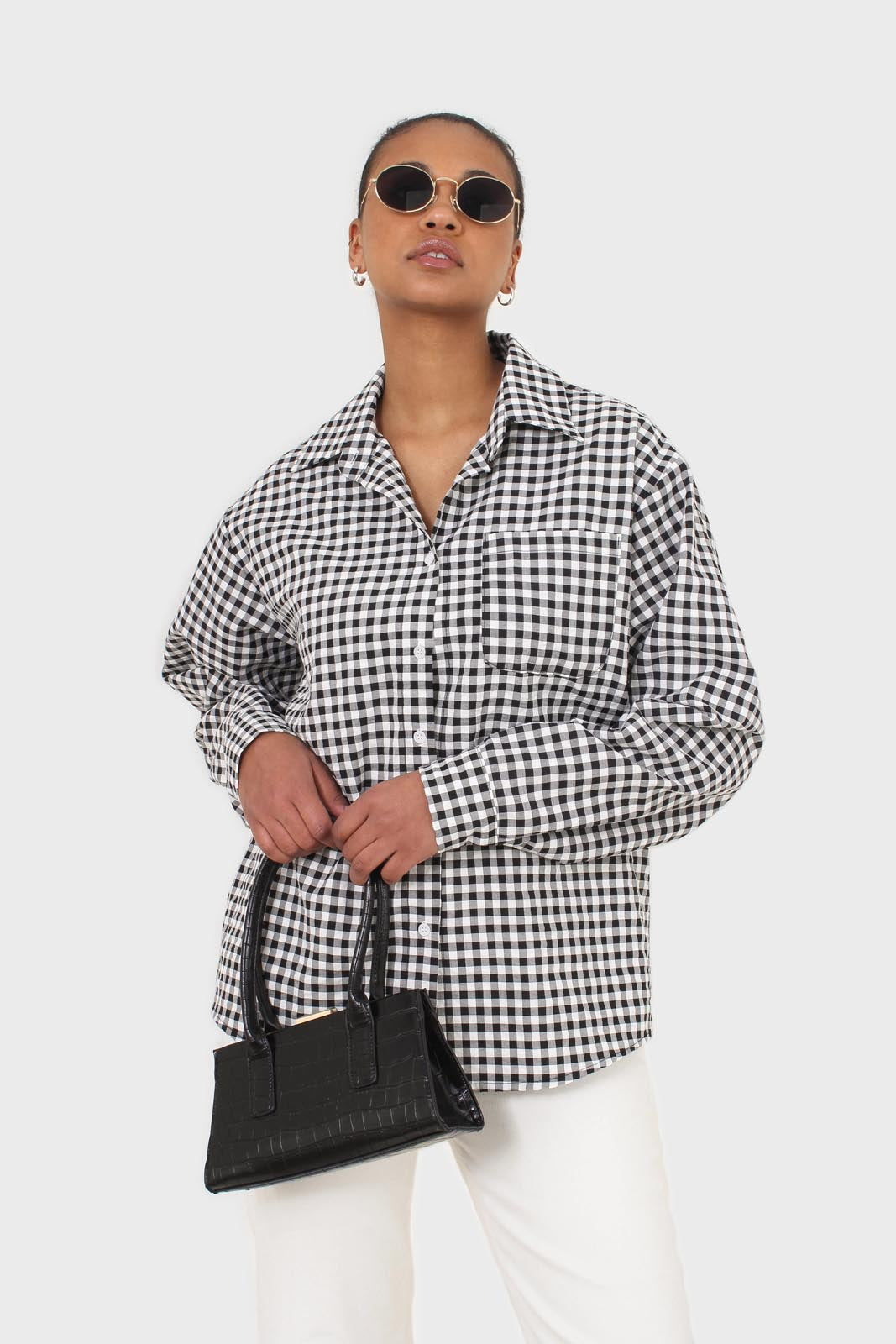 Black and white gingham oversized shirt