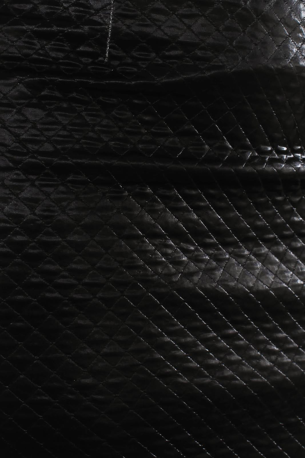 Black vegan leather contrast quilt mini skirt