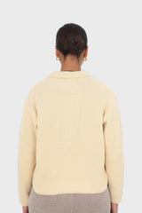 Pale yellow waffle zip up cardigan