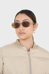 Beige round neck puffer jacket