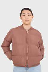 Brown round neck puffer jacket