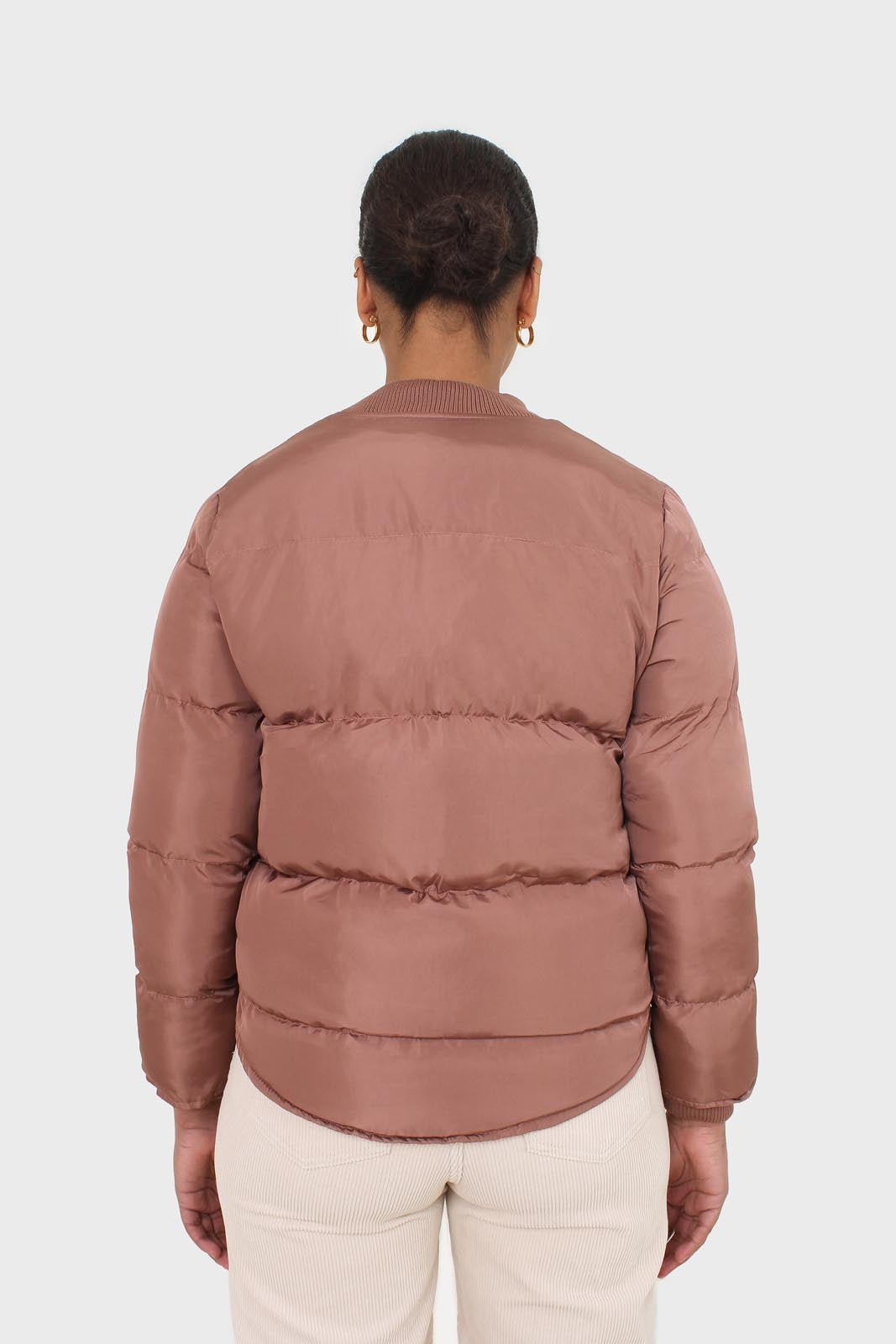 Brown round neck puffer jacket
