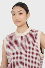 Ivory and red patterned vest