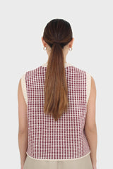 Ivory and red patterned vest