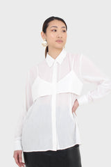 White bustier wrinkle blouse