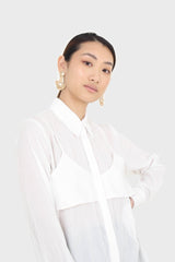 White bustier wrinkle blouse