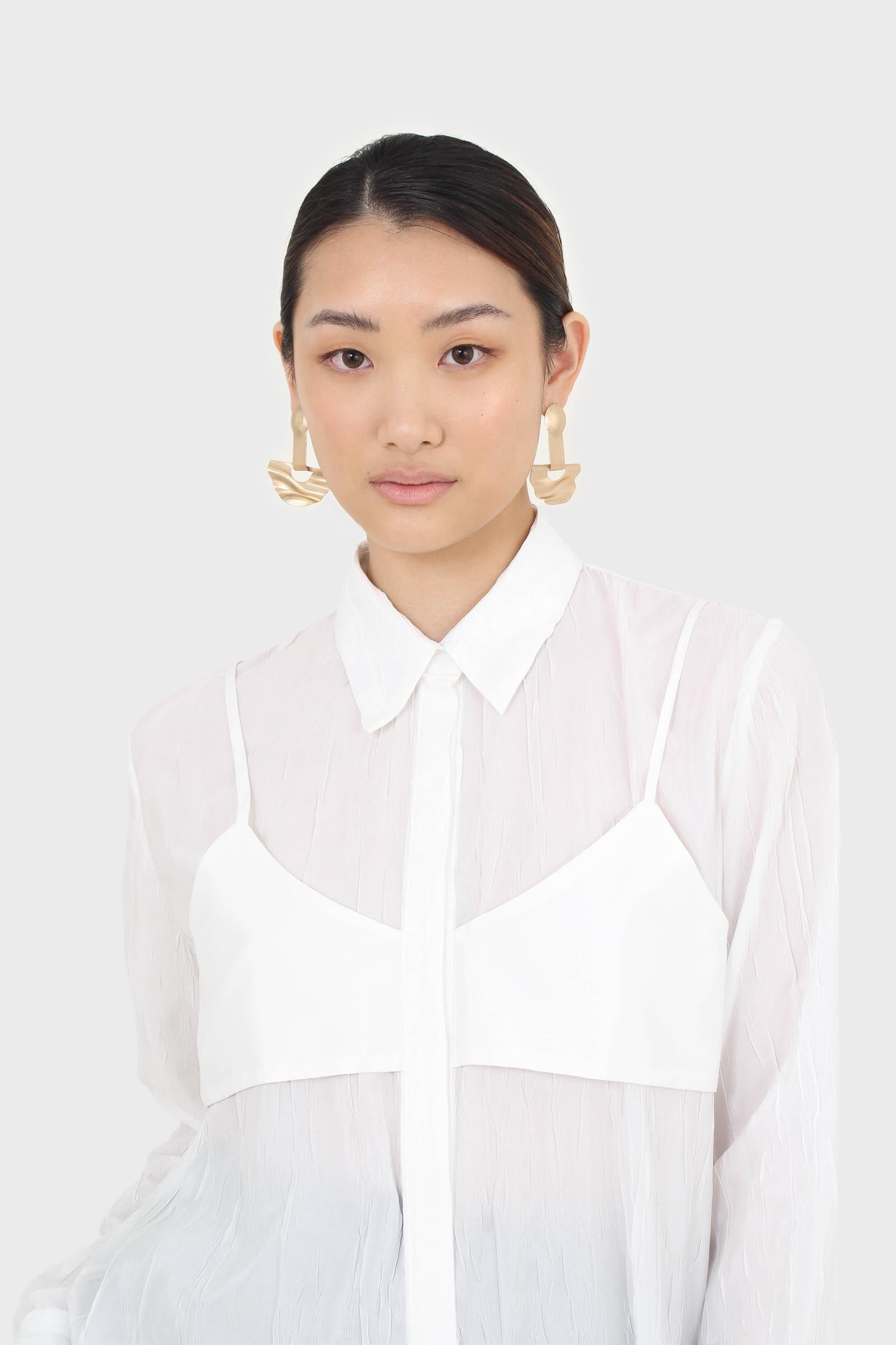 White bustier wrinkle blouse
