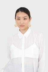 White bustier wrinkle blouse