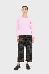 Black and white polka dot loose fit silky trousers