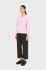 Black and white polka dot loose fit silky trousers