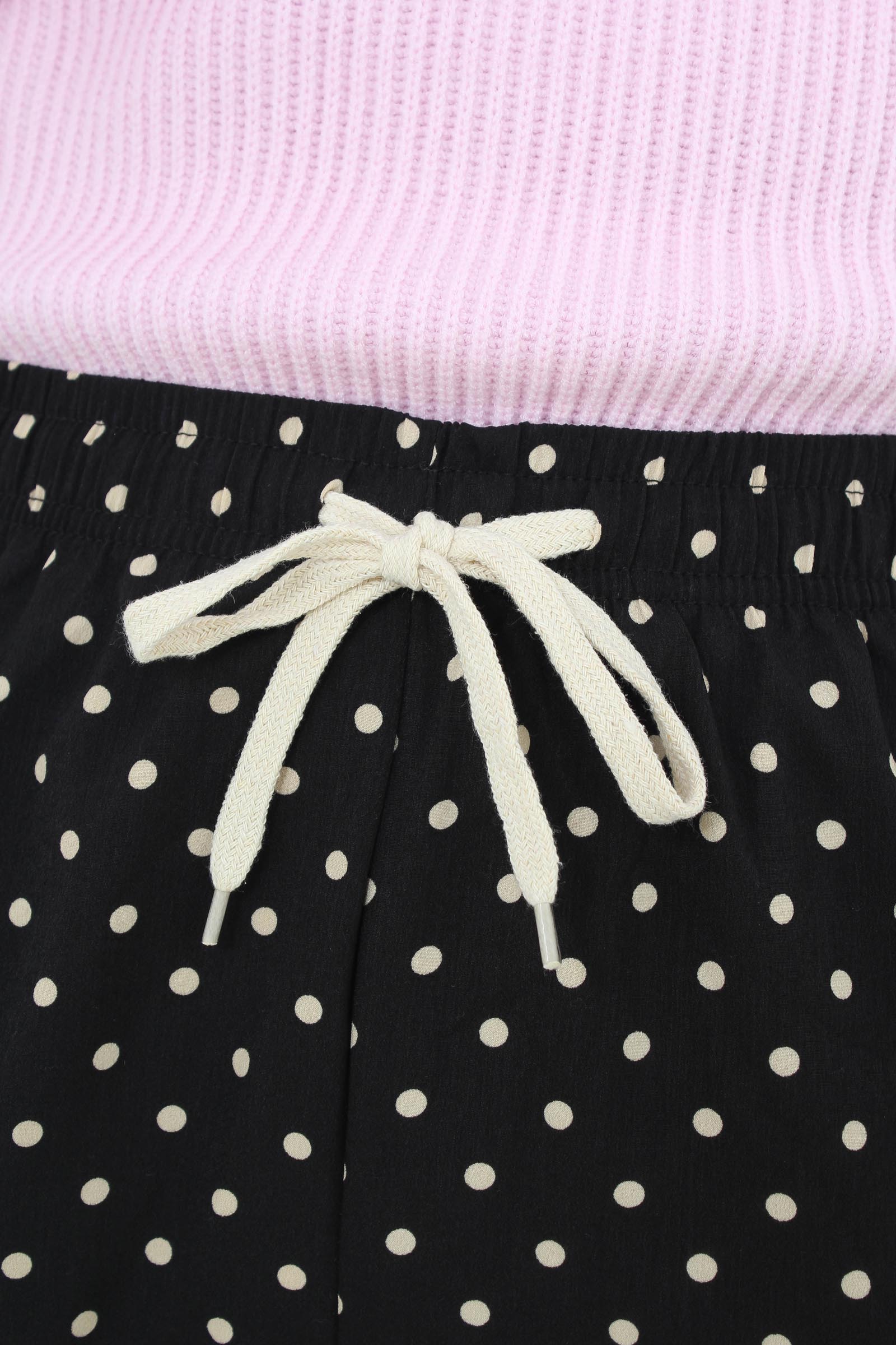 Black and white polka dot loose fit silky trousers