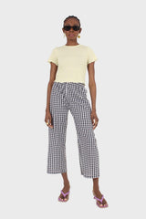 Black and white gingham loose fit trousers