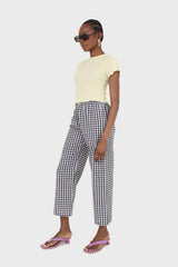 Black and white gingham loose fit trousers
