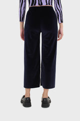 Navy velvet loose fit trousers