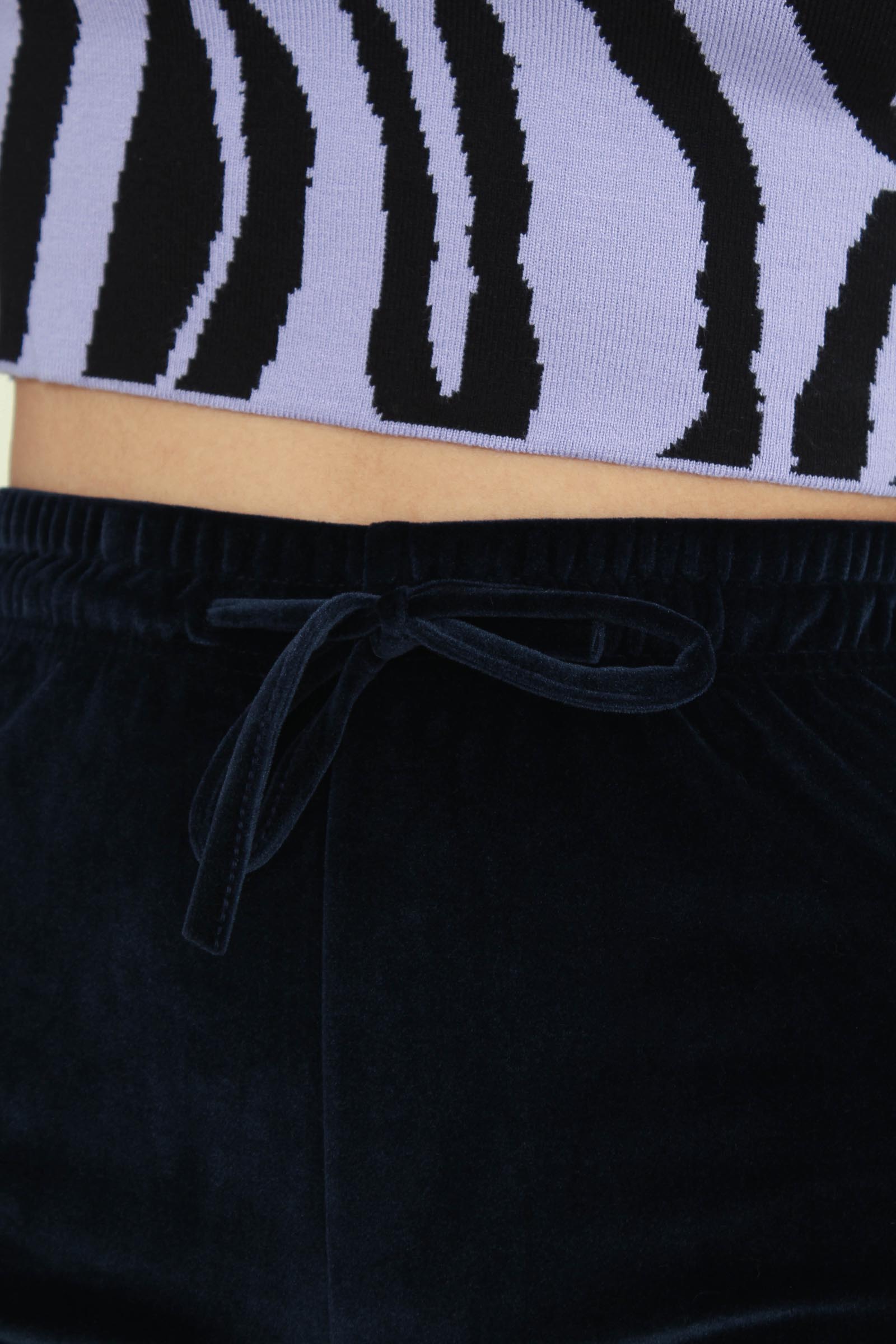 Navy velvet loose fit trousers
