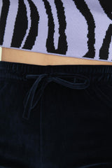 Navy velvet loose fit trousers