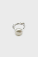 Silver pearl huggie earring - 4mm