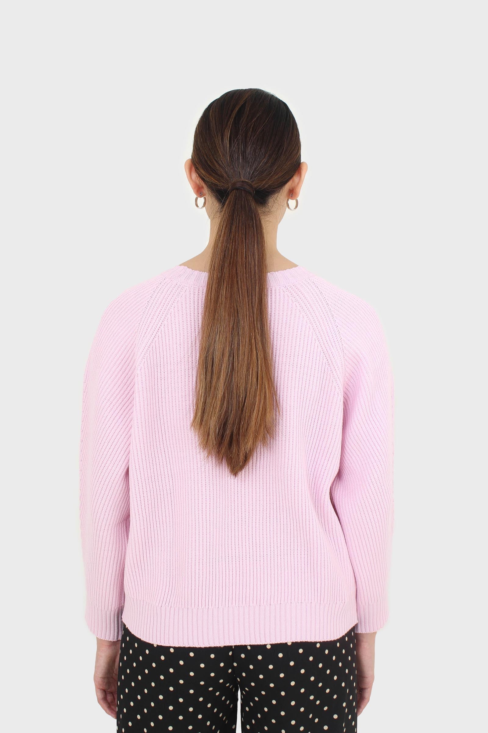 Pale pink ribbed crew neck jumper