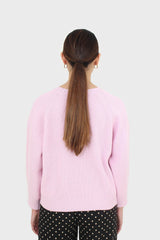 Pale pink ribbed crew neck jumper