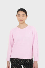 Pale pink ribbed crew neck jumper