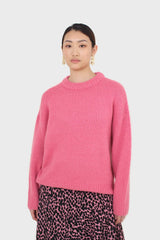 Hot pink oversized crew neck jumper