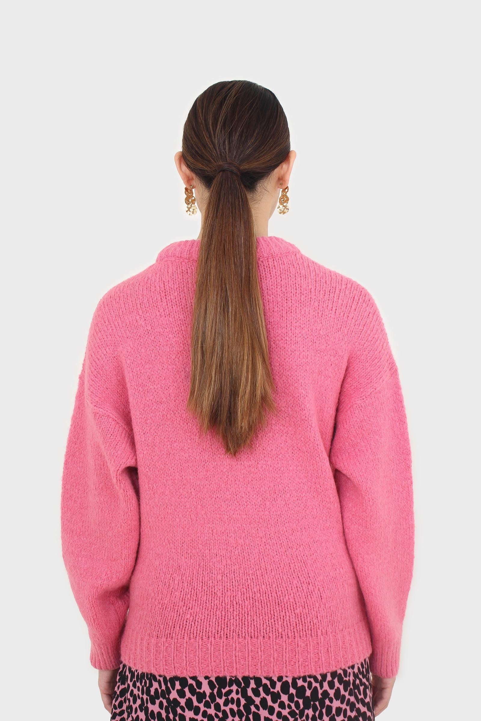 Hot pink oversized crew neck jumper