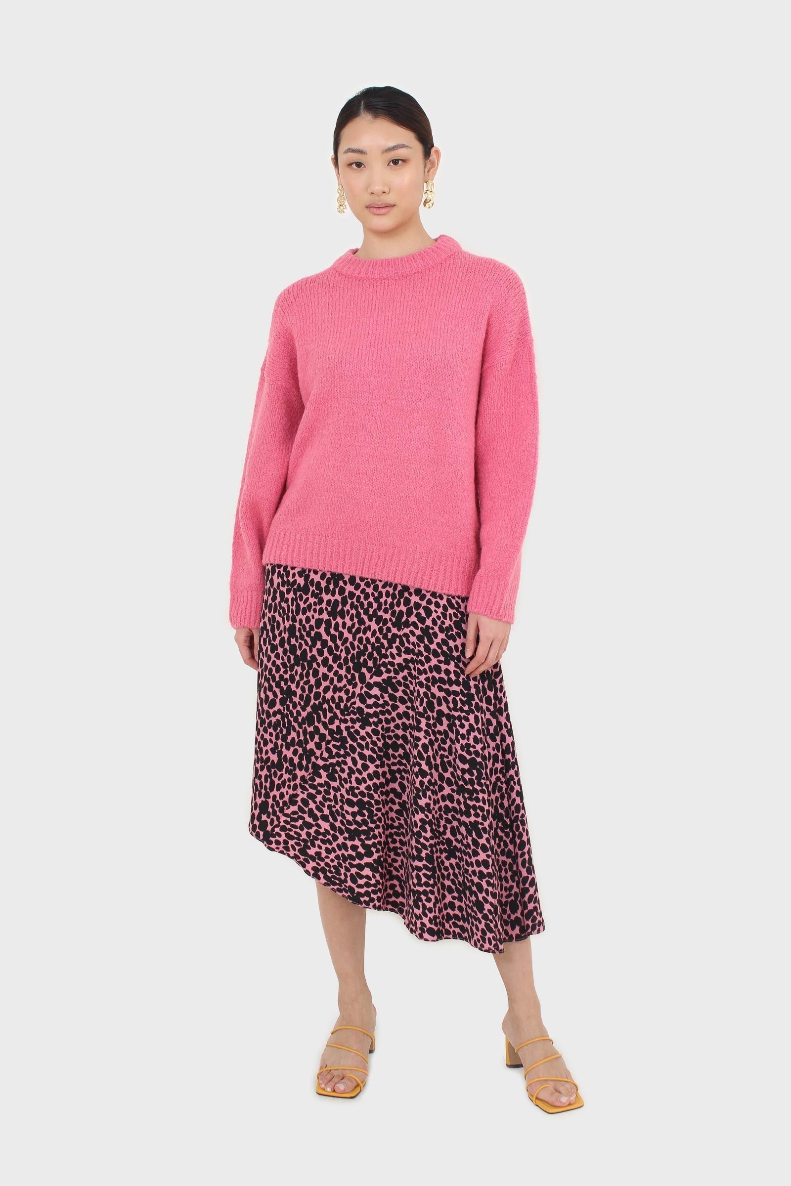 Hot pink oversized crew neck jumper