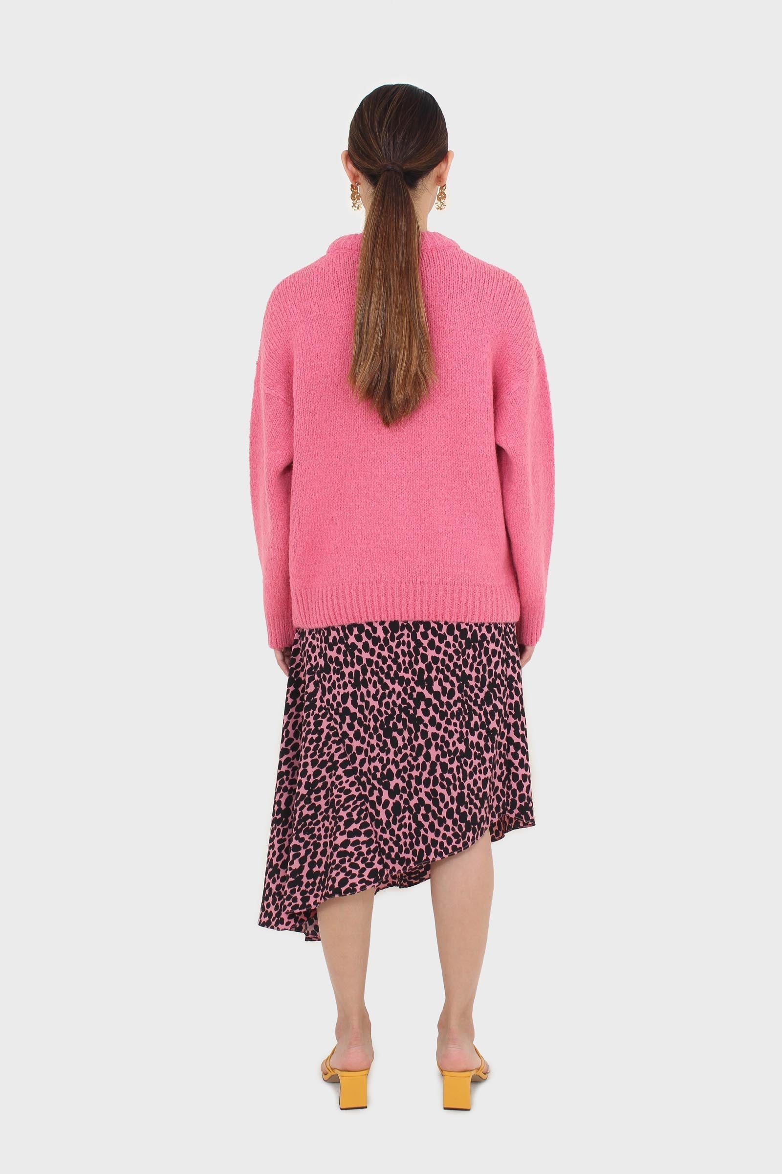Hot pink oversized crew neck jumper