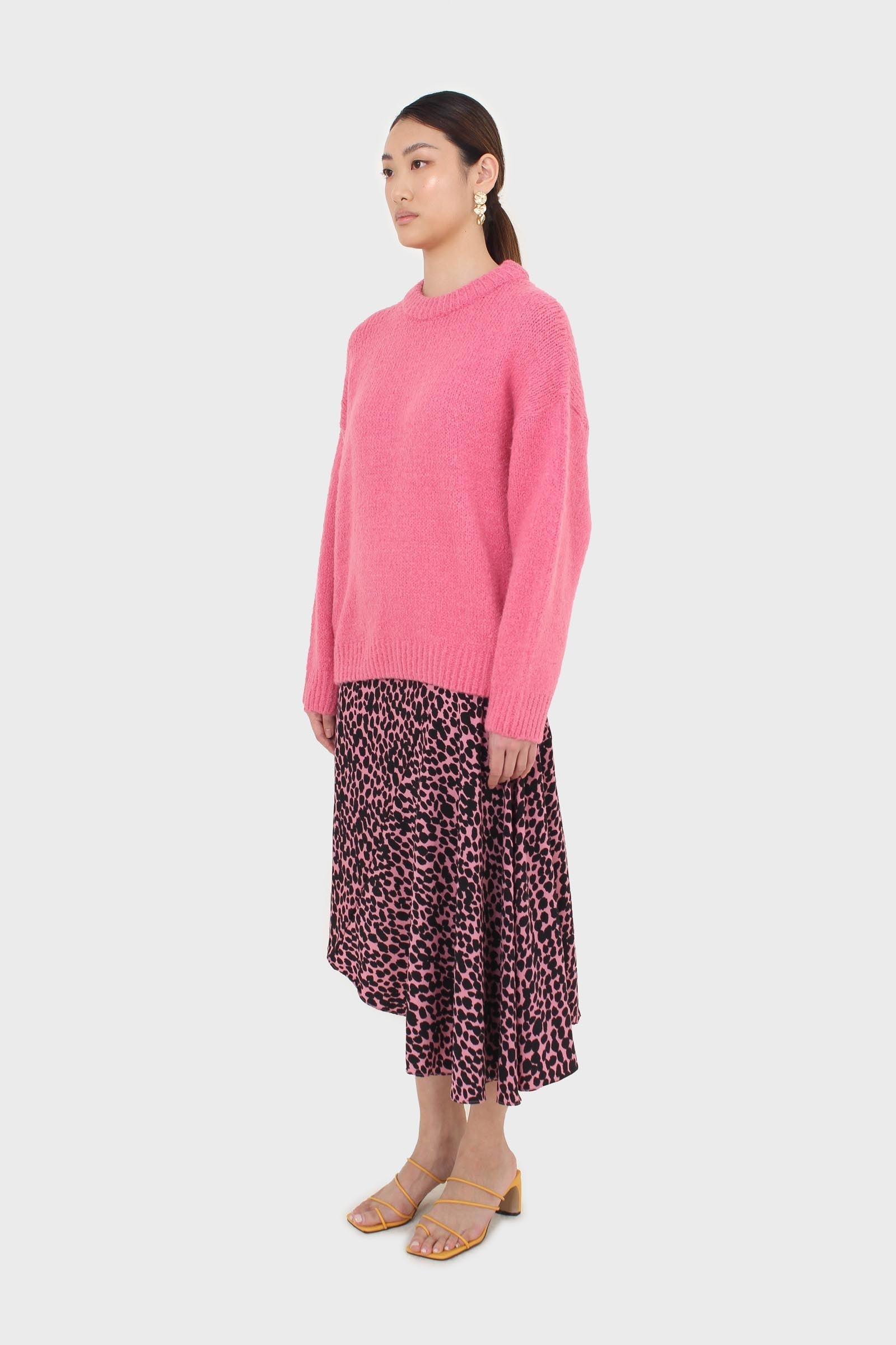 Hot pink oversized crew neck jumper