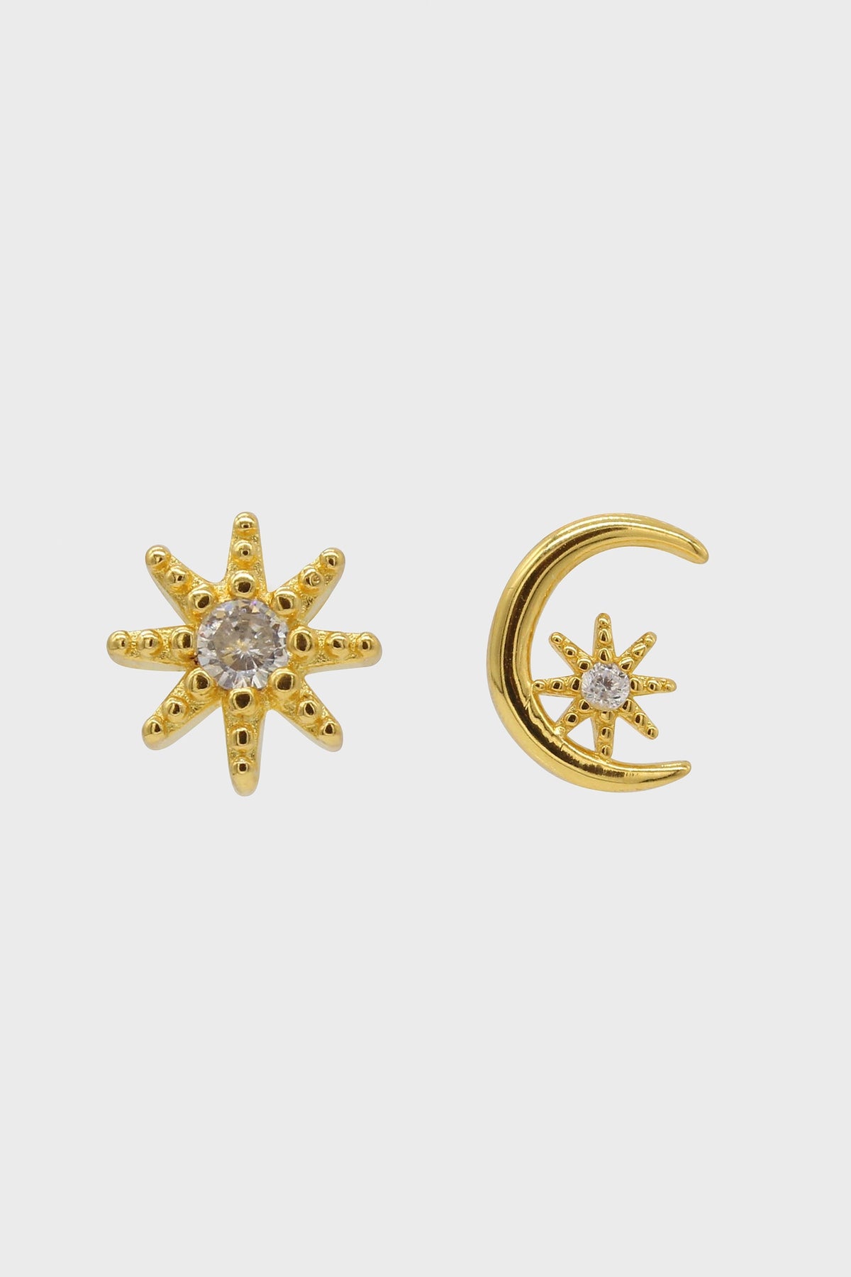 Gold moon and star diamante earrings