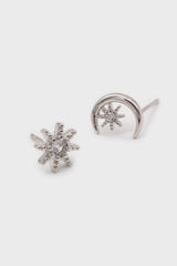 Silver moon and star diamante earrings