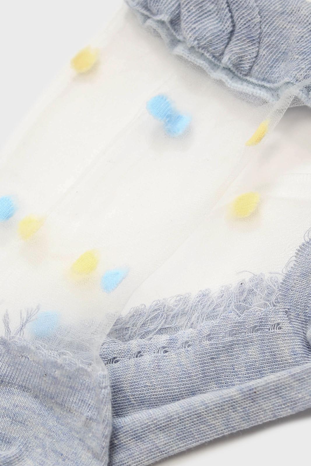 Baby blue and yellow sheer polka dot socks
