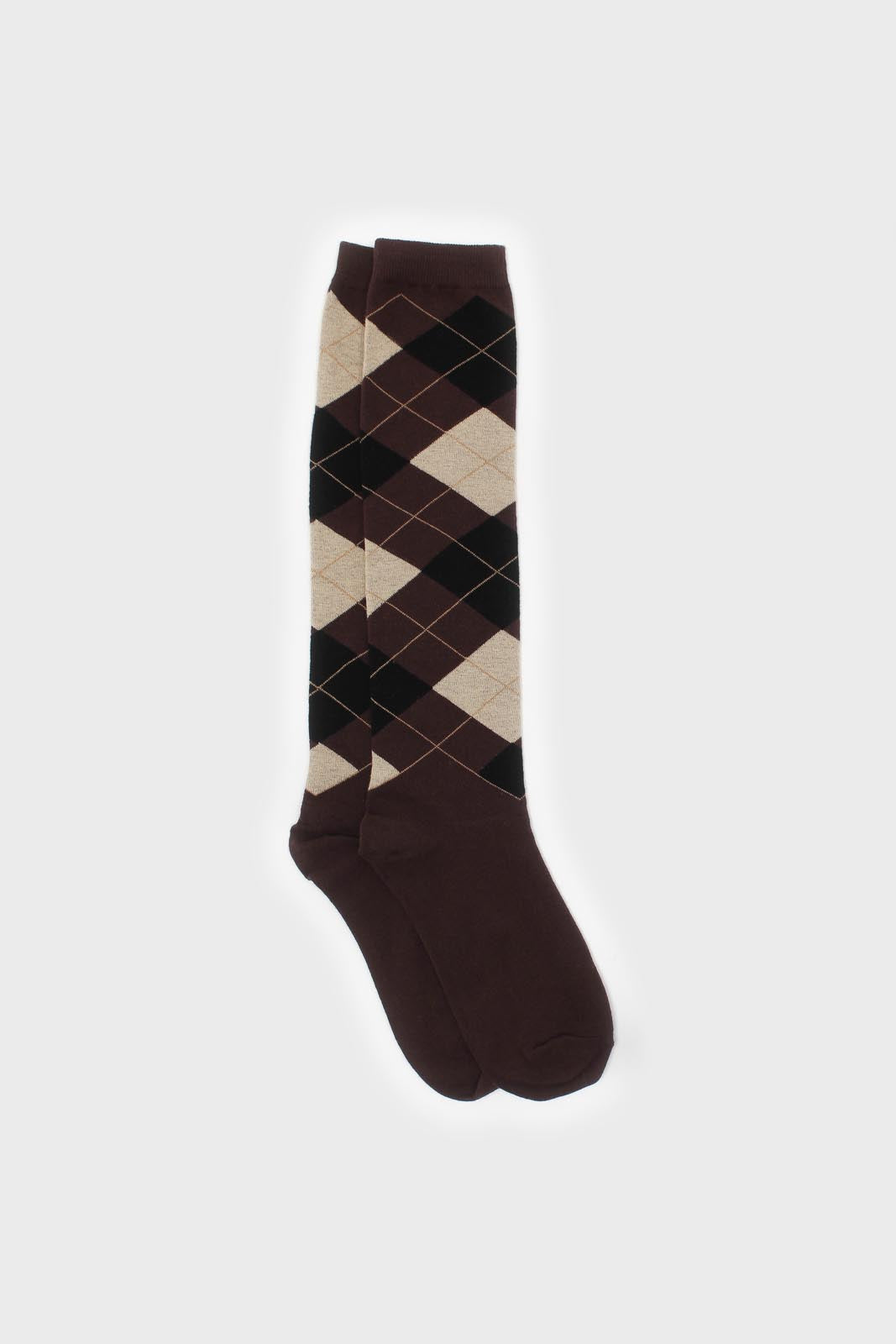 Brown argyle knee high socks