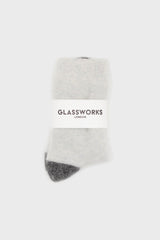Ivory and charcoal furry color block angora socks