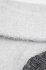 Ivory and charcoal furry color block angora socks