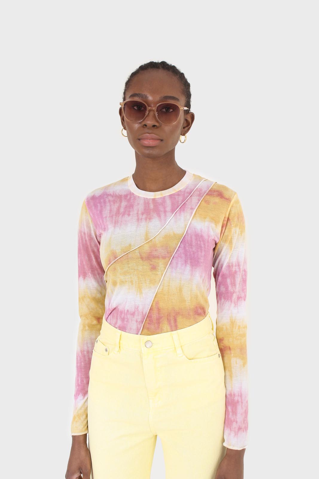 Pink and orange tie dye cropped top