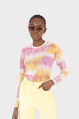 Pink and orange tie dye cropped top