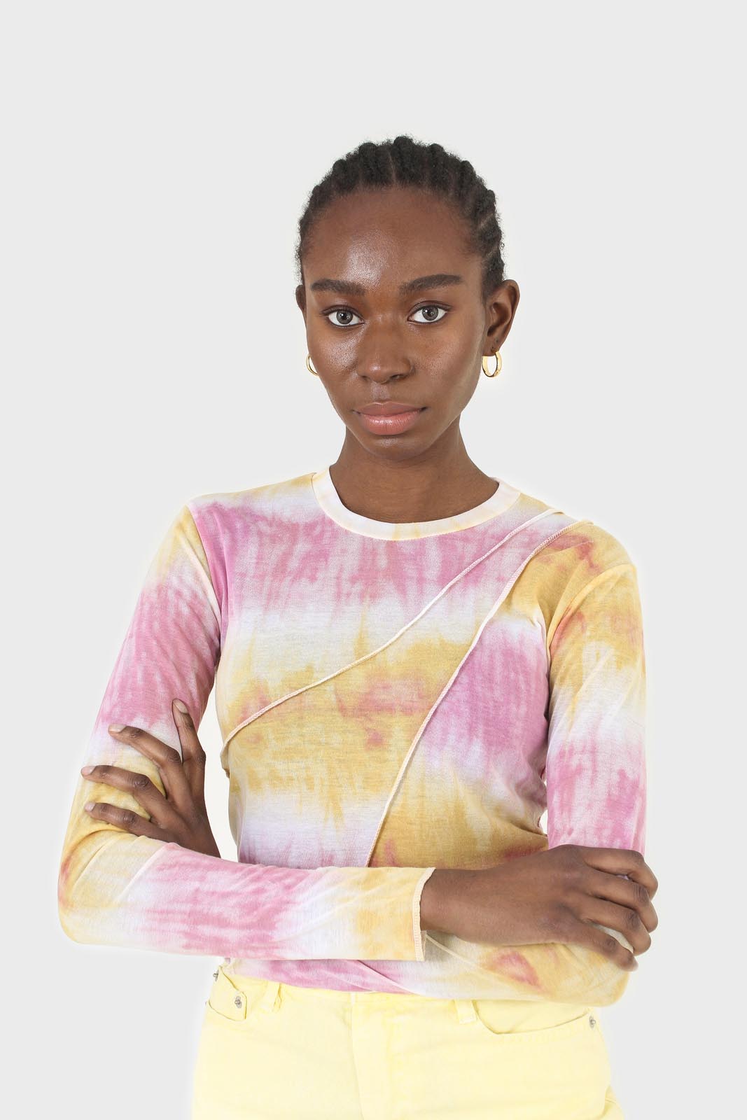 Pink and orange tie dye cropped top