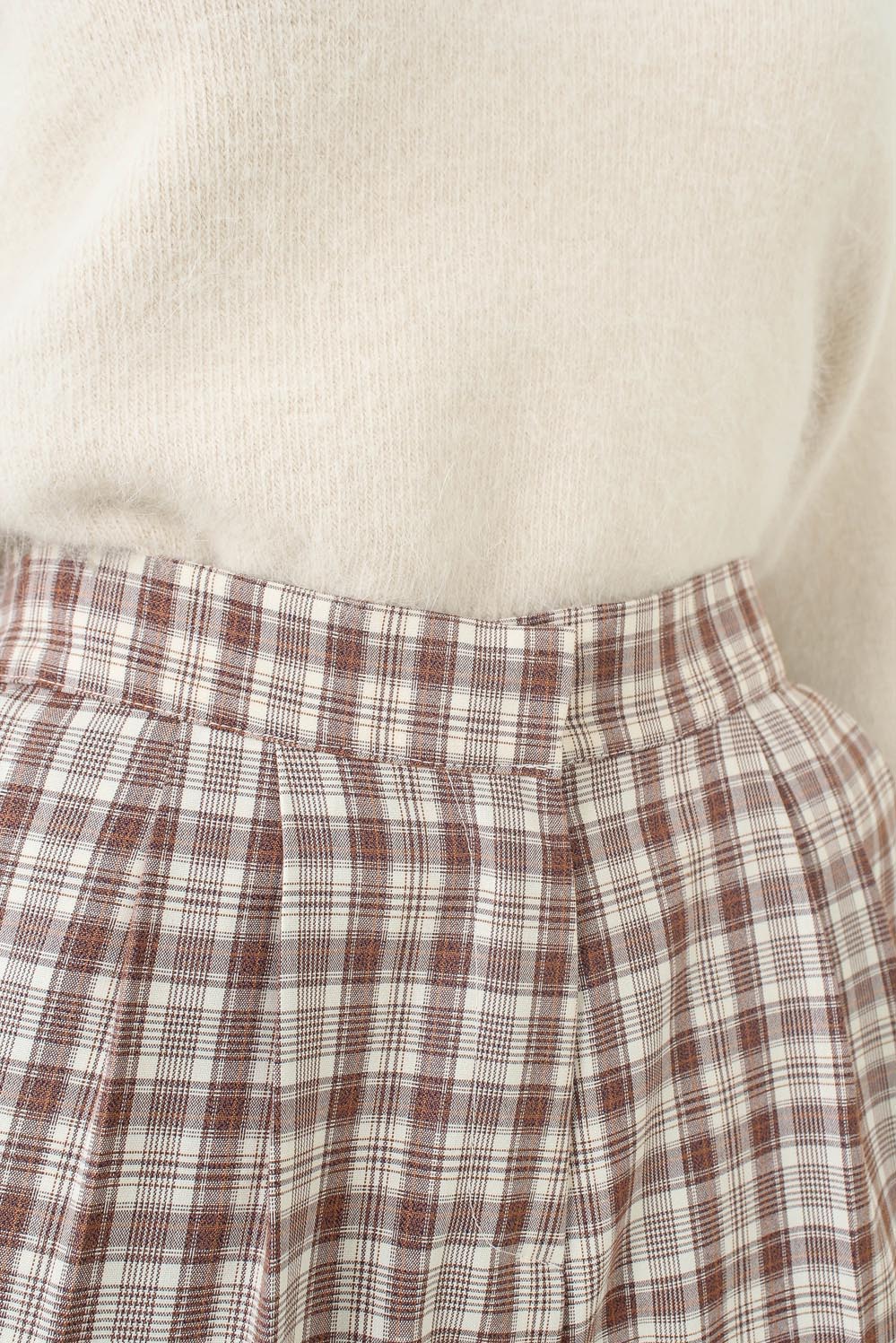 Brown plaid wide leg trousers