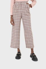 Brown plaid wide leg trousers