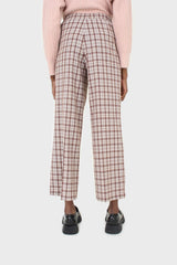 Brown plaid wide leg trousers
